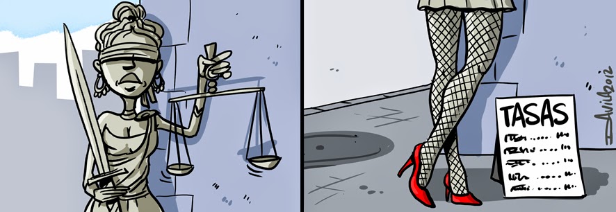 Ilustración sobre la prostitución de la justicia