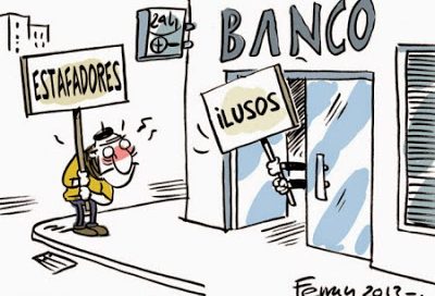 viñeta bancos estafadores