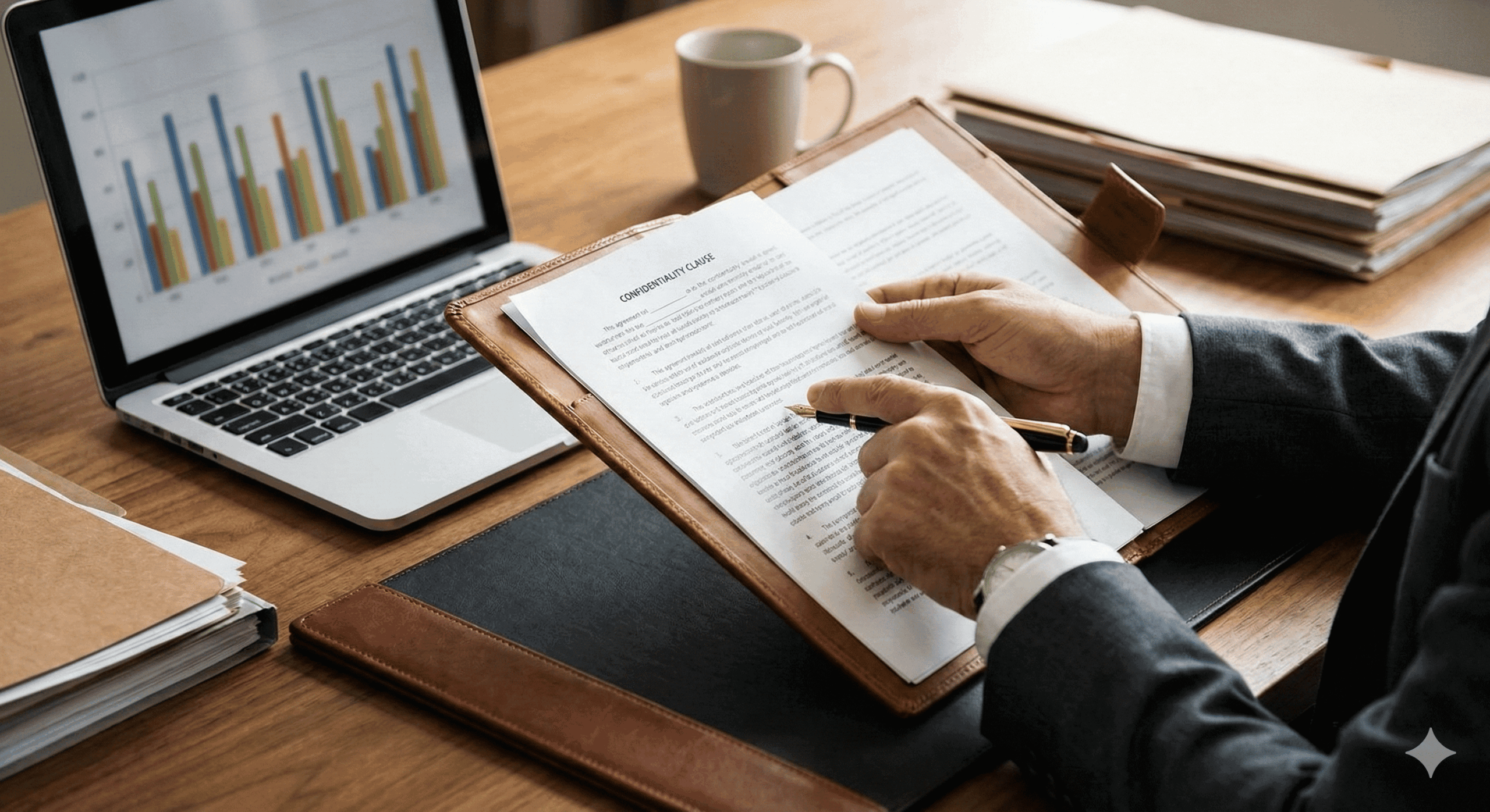 Abogado analizando sentencia de fraude bancario en portátil